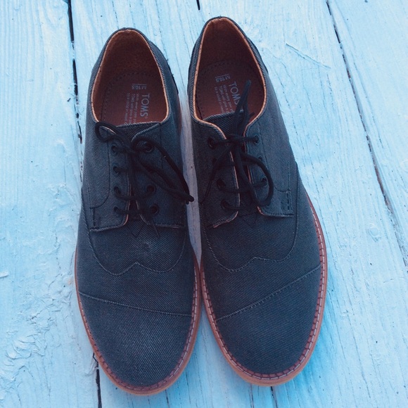 Toms Mens Denim Oxfords Brogue Shoes 
